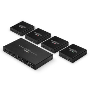Lindy 38262 extension audio/video Émetteur et récepteur AV Noir Splitter Extender Cat.6 4 ports HDMI 4K60, 70m  (38262)