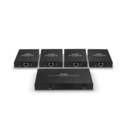 Lindy 38262 extension audio/video Émetteur et récepteur AV Noir Splitter Extender Cat.6 4 ports HDMI 4K60, 70m  (38262)