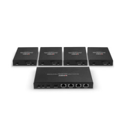Lindy 38262 extension audio/video Émetteur et récepteur AV Noir Splitter Extender Cat.6 4 ports HDMI 4K60, 70m  (38262)