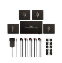 Lindy 38262 extension audio/video Émetteur et récepteur AV Noir Splitter Extender Cat.6 4 ports HDMI 4K60, 70m  (38262)