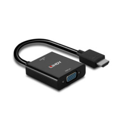 Lindy 38291 câble vidéo et adaptateur 0,1 m HDMI Type A (Standard) VGA (D-Sub) Noir Convertisseur HDMI vers VGA  (38291)