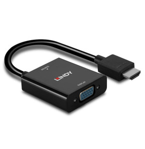 Lindy 38291 câble vidéo et adaptateur 0,1 m HDMI Type A (Standard) VGA (D-Sub) Noir Convertisseur HDMI vers VGA  (38291)