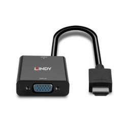 Lindy 38291 câble vidéo et adaptateur 0,1 m HDMI Type A (Standard) VGA (D-Sub) Noir Convertisseur HDMI vers VGA  (38291)