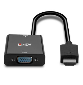 Lindy 38291 câble vidéo et adaptateur 0,1 m HDMI Type A (Standard) VGA (D-Sub) Noir Convertisseur HDMI vers VGA  (38291)