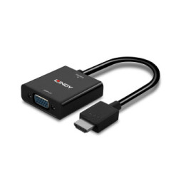 Lindy 38291 câble vidéo et adaptateur 0,1 m HDMI Type A (Standard) VGA (D-Sub) Noir Convertisseur HDMI vers VGA  (38291)