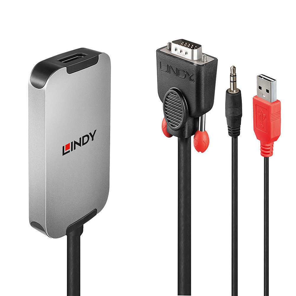 Lindy 38296 câble vidéo et adaptateur Noir, Blanc Convertisseur