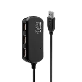 Lindy 42781 hub & concentrateur 480 Mbit/s Rallonge active USB 2.0 Pro avec Hub 4 ports, 8m  (42781)
