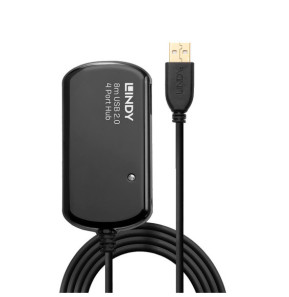 Lindy 42781 hub & concentrateur 480 Mbit/s Rallonge active USB 2.0 Pro avec Hub 4 ports, 8m  (42781)
