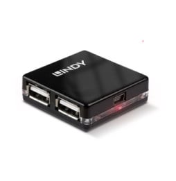 Lindy 42742 hub & concentrateur 480 Mbit/s Noir Mini Hub USB 2.0  4 ports  (42742)
