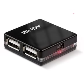 Lindy 42742 hub & concentrateur 480 Mbit/s Noir Mini Hub USB 2.0 4 ports (42742)