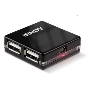 Lindy 42742 hub & concentrateur 480 Mbit/s Noir Mini Hub USB 2.0  4 ports  (42742)