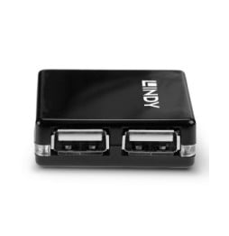 Lindy 42742 hub & concentrateur 480 Mbit/s Noir Mini Hub USB 2.0  4 ports  (42742)