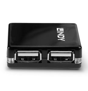 Lindy 42742 hub & concentrateur 480 Mbit/s Noir Mini Hub USB 2.0  4 ports  (42742)