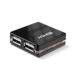 Lindy 42742 hub & concentrateur 480 Mbit/s Noir Mini Hub USB 2.0  4 ports  (42742)