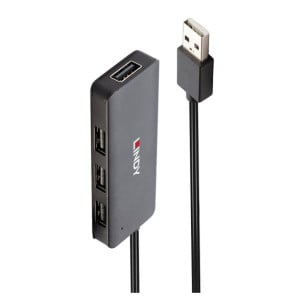 Lindy 42986 hub & concentrateur USB 2.0 480 Mbit/s Noir Hub USB 2.0 4 ports  (42986)