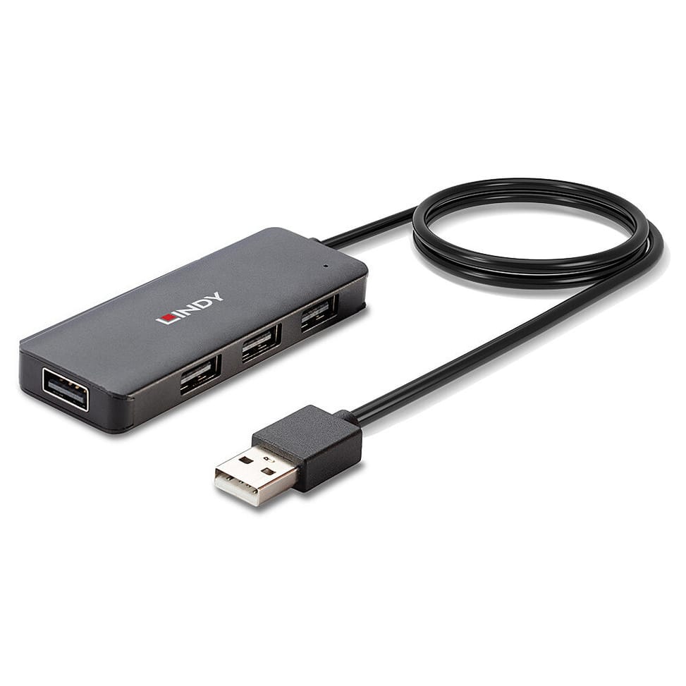 Lindy 42986 hub & concentrateur USB 2.0 480 Mbit/s Noir Hub USB 2.0 4 ports (42986) — image 5