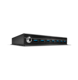 Lindy 43128 hub & concentrateur 5000 Mbit/s Noir Hub Métal USB 3.0 7 ports  (43128)