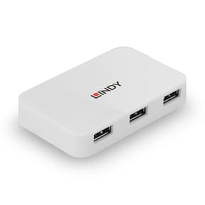 Lindy 43143 hub & concentrateur USB 3.2 Gen 1 (3.1 Gen 1) Type-A 5000 Mbit/s Blanc Hub USB 3.0 Basic, 4 ports (43143)