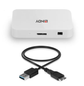 Lindy 43143 hub & concentrateur USB 3.2 Gen 1 (3.1 Gen 1) Type-A 5000 Mbit/s Blanc Hub USB 3.0  Basic, 4 ports  (43143)