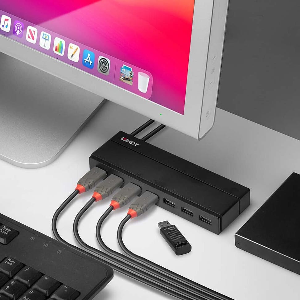 Lindy 43228 hub & concentrateur USB 3.2 Gen 1 (3.1 Gen 1) Type-A 5000 Mbit/s Noir Hub USB 3.0 7 ports  (43228) — image 5
