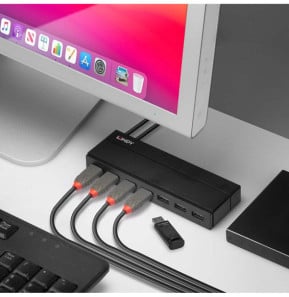 Lindy 43228 hub & concentrateur USB 3.2 Gen 1 (3.1 Gen 1) Type-A 5000 Mbit/s Noir Hub USB 3.0 7 ports  (43228)
