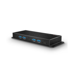 Lindy 43275 hub & concentrateur USB 3.2 Gen 2 (3.1 Gen 2) Type-A 10000 Mbit/s Noir Hub Métal USB 3.1 Gen 2, 7 Ports  (43275)