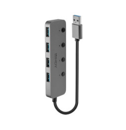 Lindy 43309 hub & concentrateur USB 3.2 Gen 1 (3.1 Gen 1) Type-A 5 Mbit/s Gris Hub USB 3.0, 4 Ports  (43309)