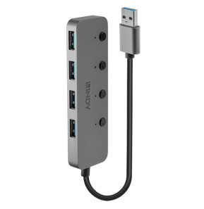 Lindy 43309 hub & concentrateur USB 3.2 Gen 1 (3.1 Gen 1) Type-A 5 Mbit/s Gris Hub USB 3.0, 4 Ports  (43309)