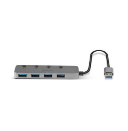 Lindy 43309 hub & concentrateur USB 3.2 Gen 1 (3.1 Gen 1) Type-A 5 Mbit/s Gris Hub USB 3.0, 4 Ports  (43309)