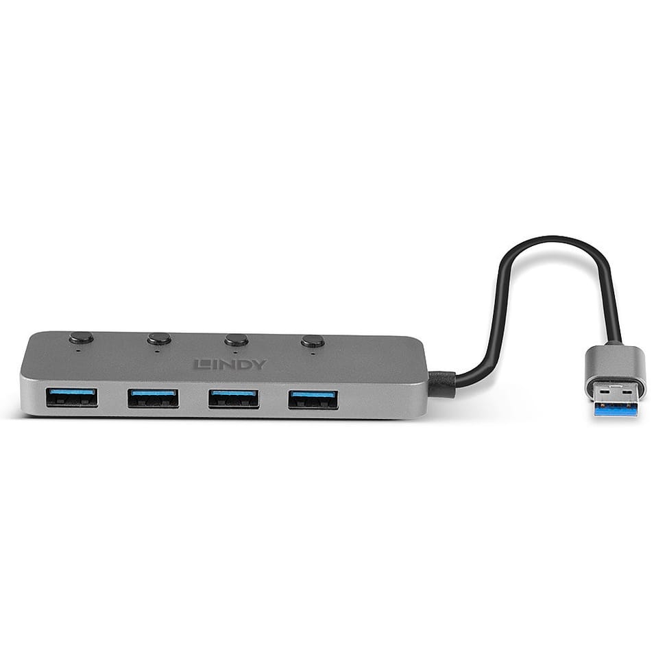 Lindy 43309 hub & concentrateur USB 3.2 Gen 1 (3.1 Gen 1) Type-A 5 Mbit/s Gris Hub USB 3.0, 4 Ports  (43309) — image 3