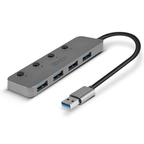 Lindy 43309 hub & concentrateur USB 3.2 Gen 1 (3.1 Gen 1) Type-A 5 Mbit/s Gris Hub USB 3.0, 4 Ports (43309) — image 4