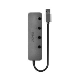 Lindy 43309 hub & concentrateur USB 3.2 Gen 1 (3.1 Gen 1) Type-A 5 Mbit/s Gris Hub USB 3.0, 4 Ports  (43309)