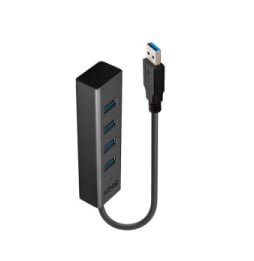 Lindy 43324 hub & concentrateur USB 3.2 Gen 1 (3.1 Gen 1) Type-A 5000 Mbit/s Noir Hub USB 3.0 4 ports  (43324)