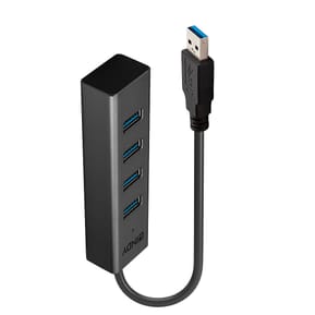 Lindy 43324 hub & concentrateur USB 3.2 Gen 1 (3.1 Gen 1) Type-A 5000 Mbit/s Noir Hub USB 3.0 4 ports (43324)
