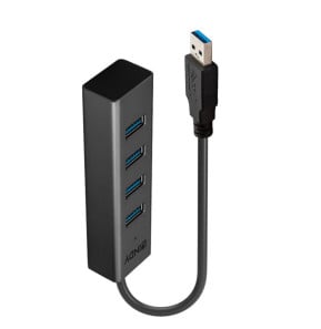 Lindy 43324 hub & concentrateur USB 3.2 Gen 1 (3.1 Gen 1) Type-A 5000 Mbit/s Noir Hub USB 3.0 4 ports  (43324)