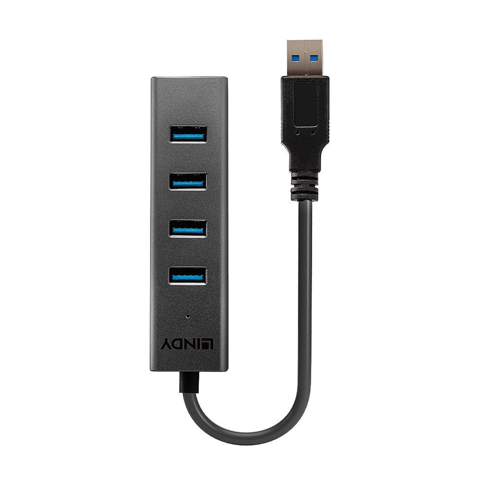Lindy 43324 hub & concentrateur USB 3.2 Gen 1 (3.1 Gen 1) Type-A 5000 Mbit/s Noir Hub USB 3.0 4 ports  (43324) — image 2