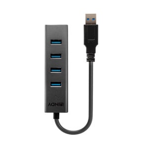 Lindy 43324 hub & concentrateur USB 3.2 Gen 1 (3.1 Gen 1) Type-A 5000 Mbit/s Noir Hub USB 3.0 4 ports  (43324)