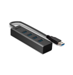 Lindy 43324 hub & concentrateur USB 3.2 Gen 1 (3.1 Gen 1) Type-A 5000 Mbit/s Noir Hub USB 3.0 4 ports  (43324)