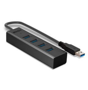 Lindy 43324 hub & concentrateur USB 3.2 Gen 1 (3.1 Gen 1) Type-A 5000 Mbit/s Noir Hub USB 3.0 4 ports  (43324)
