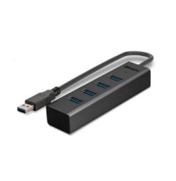 Lindy 43324 hub & concentrateur USB 3.2 Gen 1 (3.1 Gen 1) Type-A 5000 Mbit/s Noir Hub USB 3.0 4 ports  (43324)