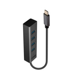 Lindy 43325 hub & concentrateur USB 3.2 Gen 1 (3.1 Gen 1) Type-C 5000 Mbit/s Gris Hub USB 3.2 Type C 4 ports  (43325)