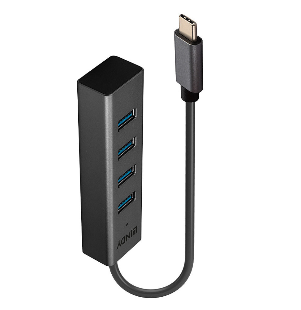 Lindy 43325 hub & concentrateur USB 3.2 Gen 1 (3.1 Gen 1) Type-C 5000 Mbit/s Gris Hub USB 3.2 Type C 4 ports  (43325)