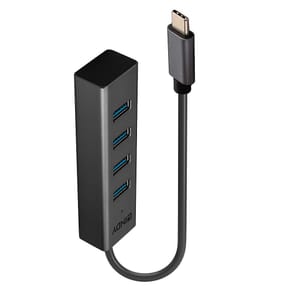 Lindy 43325 hub & concentrateur USB 3.2 Gen 1 (3.1 Gen 1) Type-C 5000 Mbit/s Gris Hub USB 3.2 Type C 4 ports (43325)