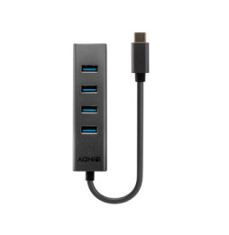 Lindy 43325 hub & concentrateur USB 3.2 Gen 1 (3.1 Gen 1) Type-C 5000 Mbit/s Gris Hub USB 3.2 Type C 4 ports  (43325)