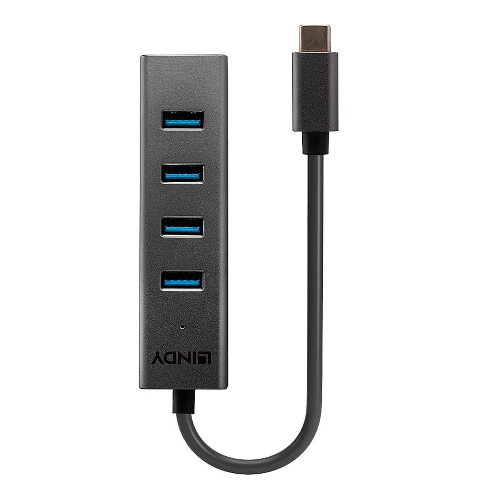 Lindy 43325 hub & concentrateur USB 3.2 Gen 1 (3.1 Gen 1) Type-C 5000 Mbit/s Gris Hub USB 3.2 Type C 4 ports  (43325) — image 2