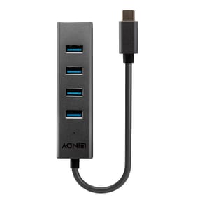 Lindy 43325 hub & concentrateur USB 3.2 Gen 1 (3.1 Gen 1) Type-C 5000 Mbit/s Gris Hub USB 3.2 Type C 4 ports (43325) — image 2