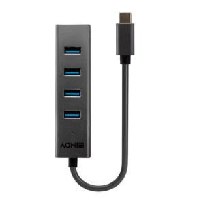 Lindy 43325 hub & concentrateur USB 3.2 Gen 1 (3.1 Gen 1) Type-C 5000 Mbit/s Gris Hub USB 3.2 Type C 4 ports  (43325)
