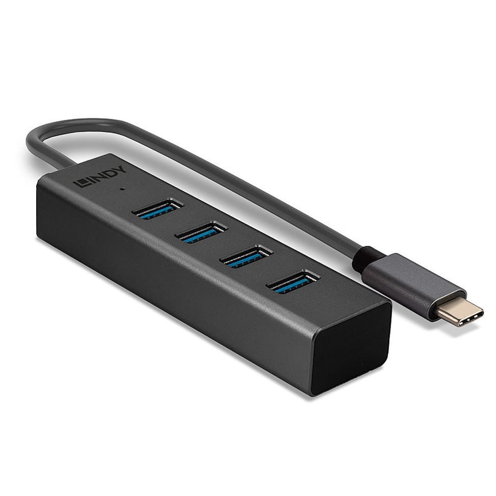 Lindy 43325 hub & concentrateur USB 3.2 Gen 1 (3.1 Gen 1) Type-C 5000 Mbit/s Gris Hub USB 3.2 Type C 4 ports  (43325) — image 3