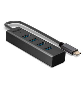 Lindy 43325 hub & concentrateur USB 3.2 Gen 1 (3.1 Gen 1) Type-C 5000 Mbit/s Gris Hub USB 3.2 Type C 4 ports  (43325)