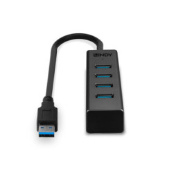 Lindy 43325 hub & concentrateur USB 3.2 Gen 1 (3.1 Gen 1) Type-C 5000 Mbit/s Gris Hub USB 3.2 Type C 4 ports  (43325)
